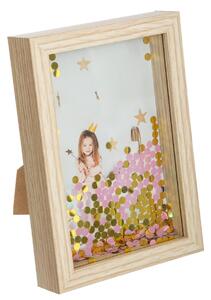 Atmosphera for Kids Stojánek na fotku s flitrem zlatý a růžový 12 x 17 cm
