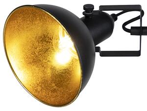 Průmyslová stojací lampa černá se zlatými 3 světly - Tommy