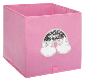 Atmosphera for Kids Úložný box na hračky růžový s flitr duhou 29x29x29 cm
