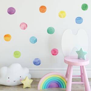 Funlife Samolepky do dětského pokoje velké vícebarevné puntíky 10 cm