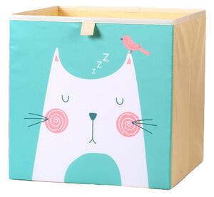 Dream Creations Látkový box na hračky kočka tyrkysový 33x33x33 cm