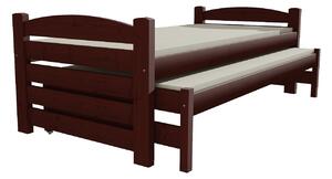 Dřevěná postel s výsuvnou přistýlkou DPV 026 borovice masiv 90 x 200 cm ořech