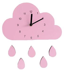 Dětské nástěnné hodiny růžový mrak