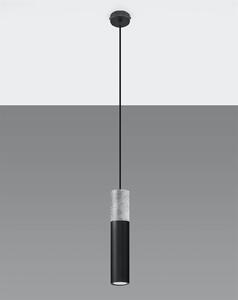 Závěsné svítidlo Borgio, 1x betonové/černé kovové stínítko