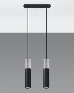 Závěsné svítidlo Borgio, 2x betonové/černé kovové stínítko