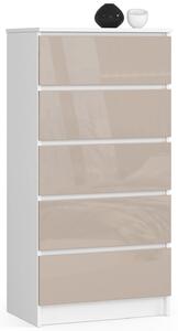 Ak furniture Komoda Kuba 60 cm - 5 šuplíků bílá/cappucino