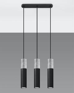 Závěsné svítidlo Borgio, 3x betonové/černé kovové stínítko