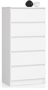 Ak furniture Komoda Kuba 60 cm - 5 šuplíků bílá
