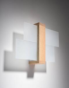 Nástěnné svítidlo Feniks, 1x mléčné skleněné stínítko, dřevo