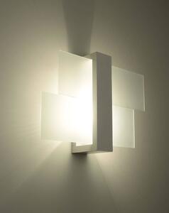 Nástěnné svítidlo Feniks, 1x mléčné skleněné stínítko, dřevo v bílé barvě