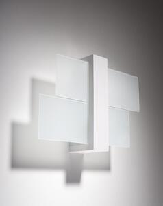 Nástěnné svítidlo Feniks, 1x mléčné skleněné stínítko, dřevo v bílé barvě