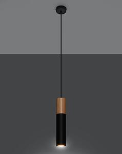 Závěsné svítidlo Pablo, 1x dřevěné/černé kovové stínítko