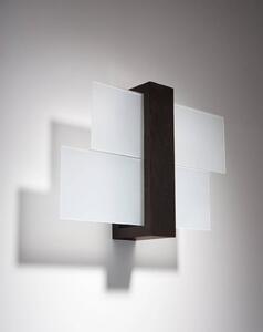 Nástěnné svítidlo Feniks, 1x mléčné skleněné stínítko, dřevo v barvě wenge