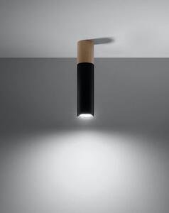 Stropní svítidlo Pablo, 1x dřevěné/černé kovové stínítko