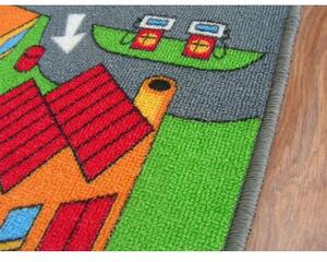 Associated Weavers Dětský kusový koberec LITTLE VILLAGE Uličky šedý zelený Rozměr: 150x400 cm