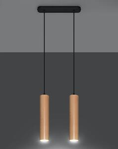 Závěsné svítidlo Lino 2, 2x dřevěné stínítko