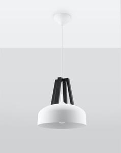 Závěsné svítidlo Casco, 1x dřevěné/bílé kovové stínítko, b