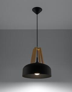 Závěsné svítidlo Casco, 1x dřevěné/černé kovové stínítko