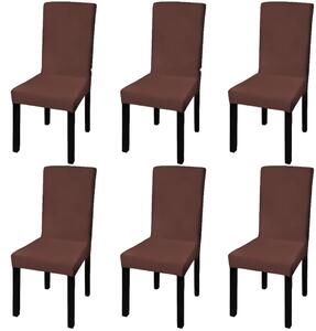 Hladké strečové potahy na židle 6 ks hnědé