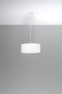 Závěsné svítidlo Skála, 1x bílé textilní stínítko, (bílé sklo), (fi 30 cm)