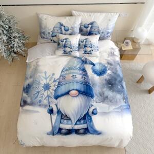 3 dílné povlečení 3D Vánoční Gnome modrý 200x140cm+90x70cm TiaHome