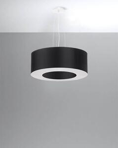 Závěsné svítidlo Saturno, 1x černé textilní stínítko, (bílý plast), (fi 50 cm)