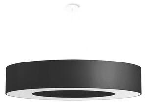 Závěsné svítidlo Saturno, 1x černé textilní stínítko, (bílý plast), (fi 90 cm)