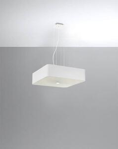 Závěsné svítidlo Lokko, 1x bílé textilní stínítko, (bílé sklo), (55 cm)