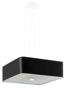 Závěsné svítidlo Lokko, 1x černé textilní stínítko, (bílé sklo), (45 cm)