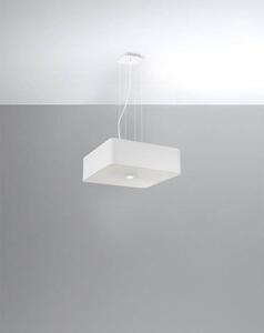 Závěsné svítidlo Lokko, 1x bílé textilní stínítko, (bílé sklo), (45 cm)