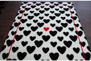 Koberec SKETCH F755 krém/ černá srdce velikost 160x220 cm | krásné koberce cz