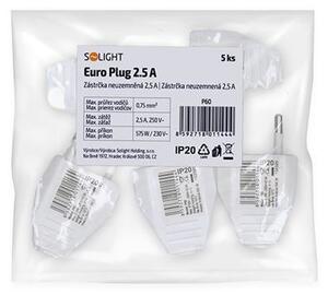 SOLIGHT Kabelová vidlice plochá 2.5A, přímá, IP20, bílá