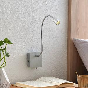 Lindby Nástěnné svítidlo LED Anjalee, flexibilní rameno, Hliník / šedá / zinek, Obývací pokoj / jídelna, Hliník, Moderní, Lampička na čtení