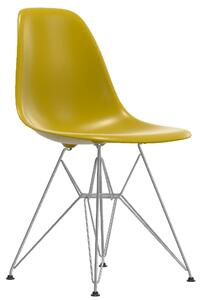 Vitra designové židle DSR - skořepina hořčicová, podnož chromová
