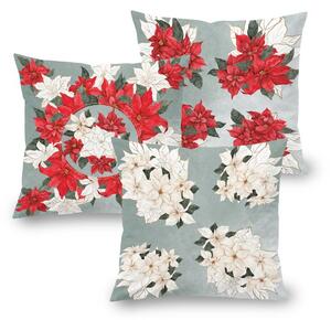 Sada 3 ks povlaků na polštářky POINSETTIA 45 x 45 cm