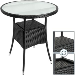Ratanový stolek - Ø 60cm - černý