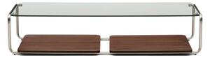Tmavě hnědý konferenční stolek se skleněnou deskou 60x140 cm Tarsel – Kave Home