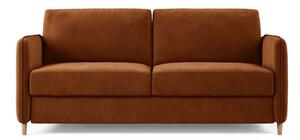 Sametová pohovka na každodenní spaní v terakotové barvě 184 cm Simo – Micadoni