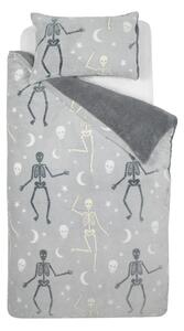 Šedé dětské povlečení se svítícím efektem na jednolůžko z mikroplyše 135x200 cm Halloween Skeleton – Catherine Lansfield