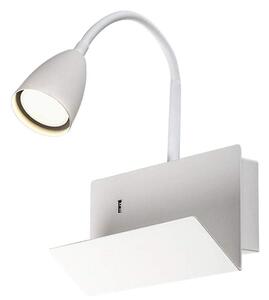 Rabalux 71090 TACITO - Nástěnná čtecí lampa v bílé barvě s vypínačem a USB výstupem, 1 x GU10 (Bílá lampa na zeď s husím krkem, vypínačem a USB pro nabíjení telefonů)