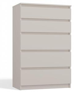 Komoda: 5 zásuvek, barva: kašmír, rozměry: 70 x 40 x 101 cm