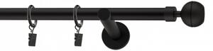 Kovové garnýže Smola 19 mm Modern, B., Uchycení látky kroužky s háčky, Provedení Jednoduché, Délka 200 cm, Barva černá matná