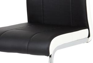 Autronic DCL-406 BK - Jídelní židle chrom / koženka černá s bílými boky