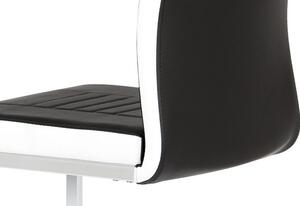 Autronic DCL-406 BK - Jídelní židle chrom / koženka černá s bílými boky