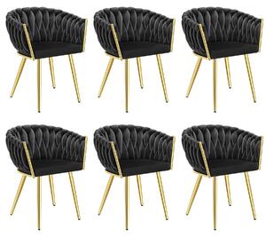 Tectake® Set jídelní židle Astano čalouněná, se sametovým potahem, pletený vzor 60,5 x 55 x 75 cm