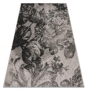 Dywany Luszczow Kusový koberec SIZAL FLOORLUX 20491 KVĚTINY stříbrný / Černá Rozměr koberce: 160 x 230 cm