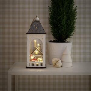 LED dekorační lucerna s domem a Santa Clausem