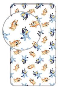 Bílé napínací bavlněné dětské prostěradlo na jednolůžko 90x200 cm Bluey – Jerry Fabrics