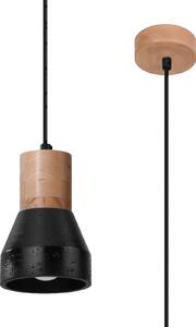 Závěsné svítidlo Qubic, 1x dřevěné/černé betonové stínidlo