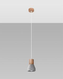 Závěsné svítidlo Qubic, 1x dřevěné/šedé betonové stínítko